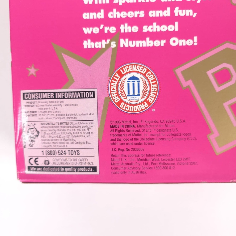 1996 VINTAGE BARBIE UNIVERSITY OF FLORIDA GATORS CHEERLEADER DOLL 17700 NIB - Picture 10 of 14